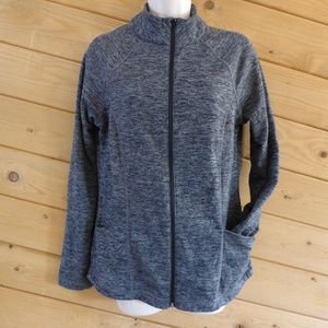 Bally Total Fitness Gray Full Zip Active Gym Long Sleeve Running Sweat Jacket